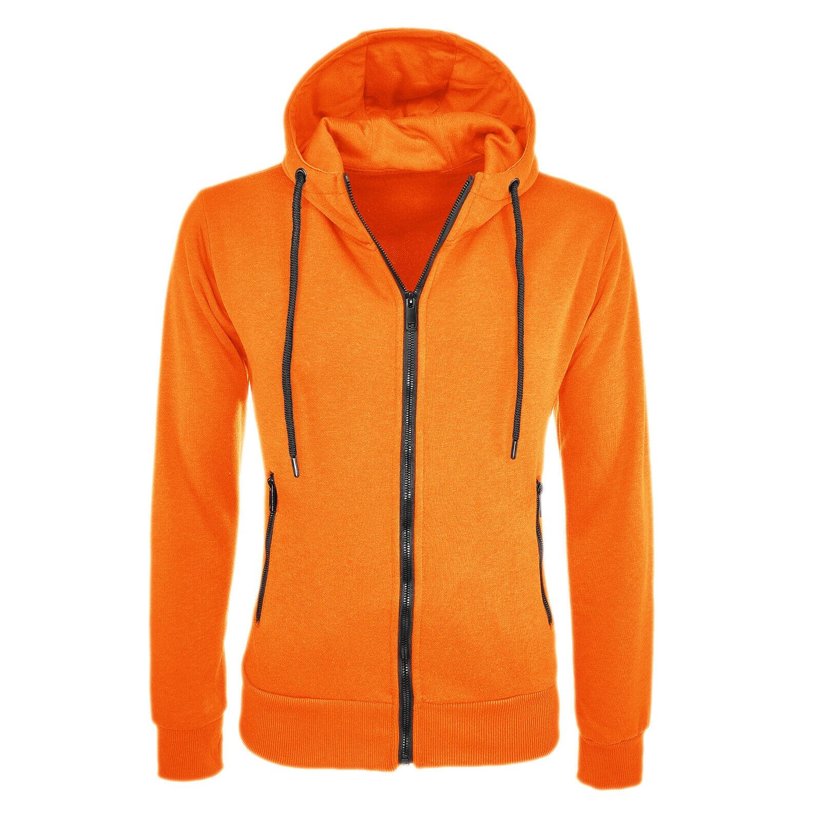 Felpa con cappuccio S Arancio Fluo Zip Uomo